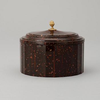 A Swedish Empire 19th century porphyry butter box.