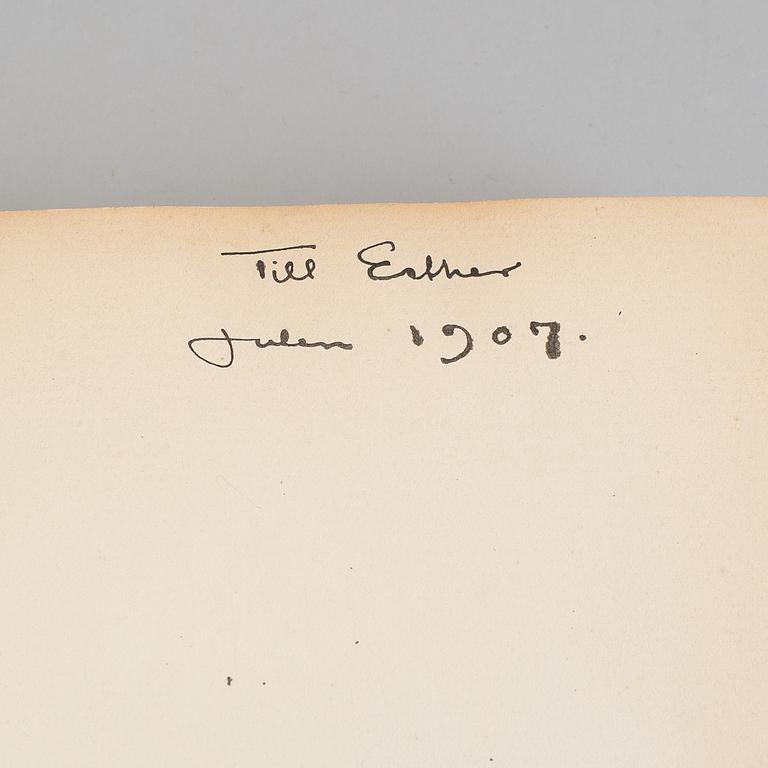 BOK, "Rip van Winkle", Washington Irving. Med egenhändig tillskrift och datum 1907 av John Bauer till dennes fru Esther.