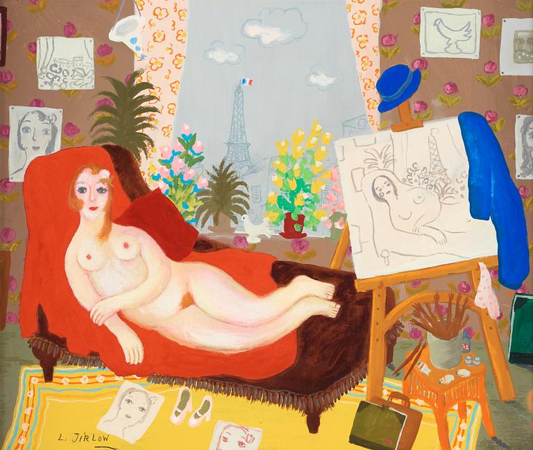 Lennart Jirlow, The artist's studio, a model on a chaise longue.