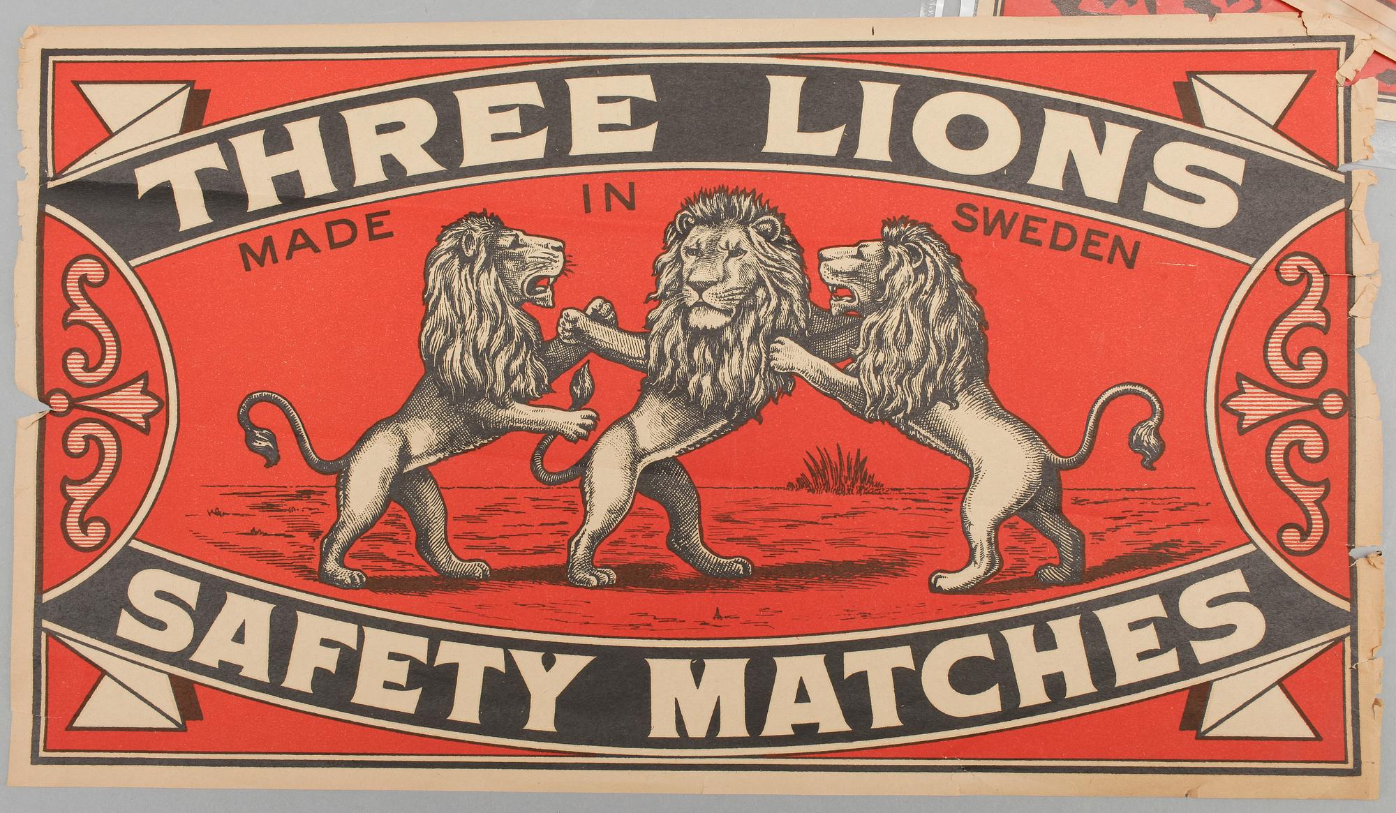 PARTI REKLAMAFFISCHER FÖR TÄNDSTICKOR, 1900-talets första hälft.
