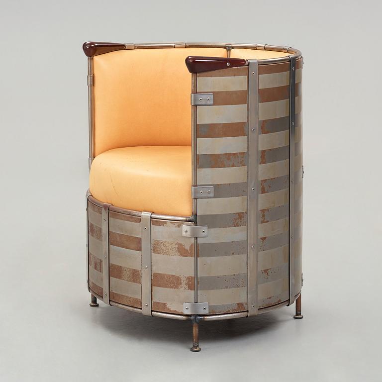 Mats Theselius, an 'Älgskinnsfåtöljen' armchair, Källemo, Sweden ca 1991.