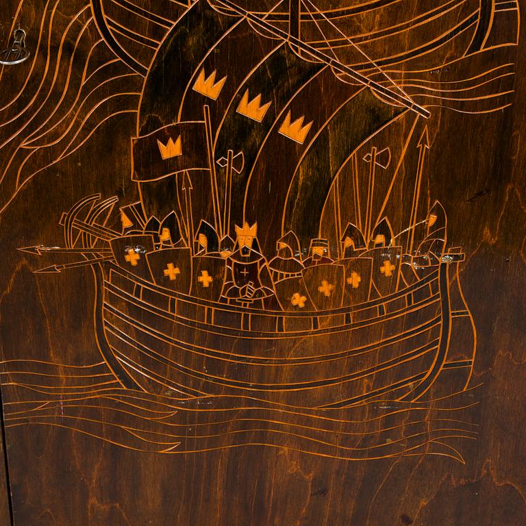 Serving cabinet, "cocktail cabinet" probably manufactured by Oy Boman AB in the 1940s.