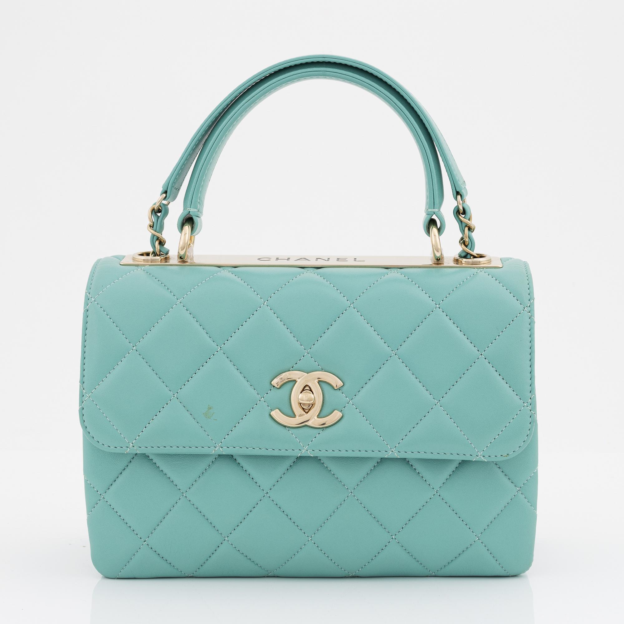 Chanel, a mint green 'Trendy CC' top handle flap bag,2020.