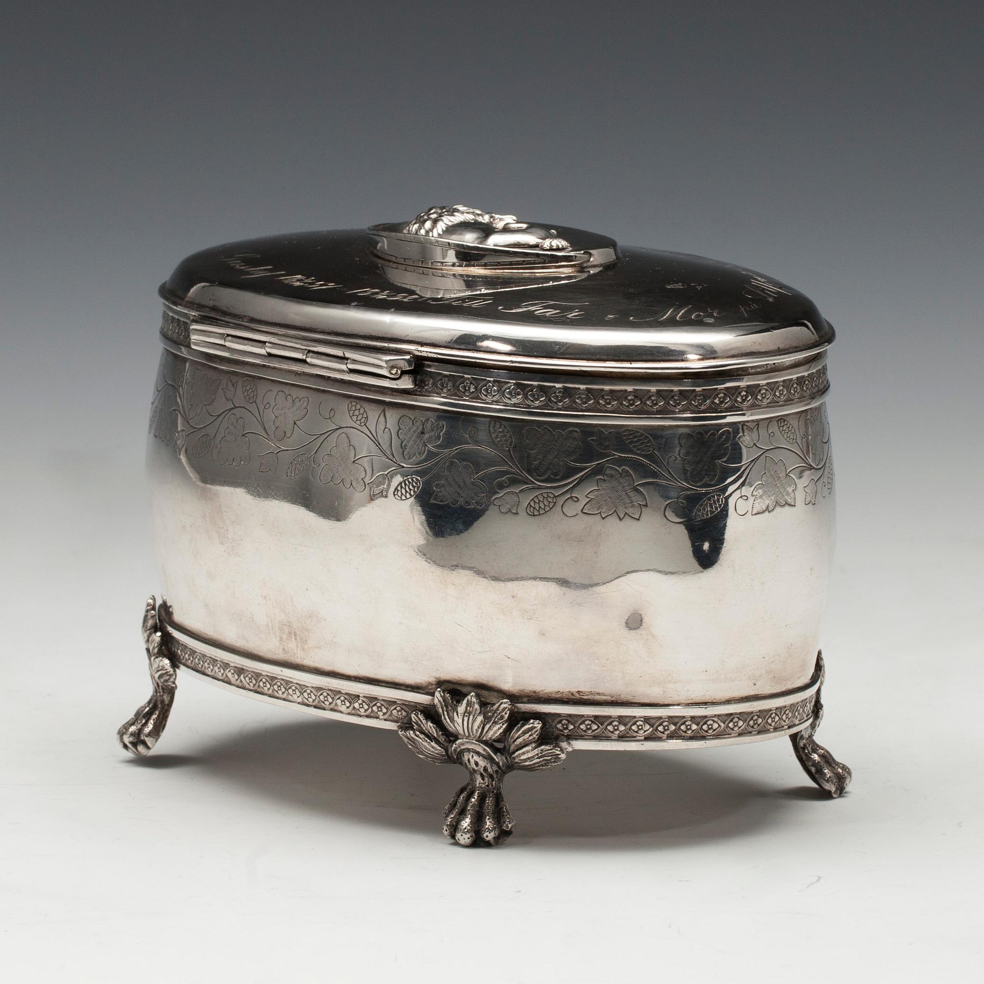 SOCKERSKRIN, silver, Lorenz Georg Weis, Norrköping 1819. Vikt 590,8 g.