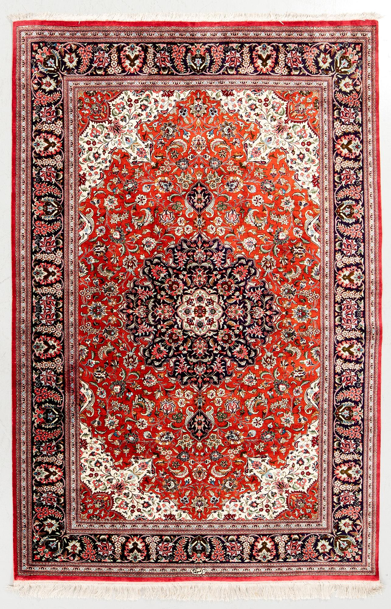Rug, Ghom, silk, approx. 210 x 130 cm.