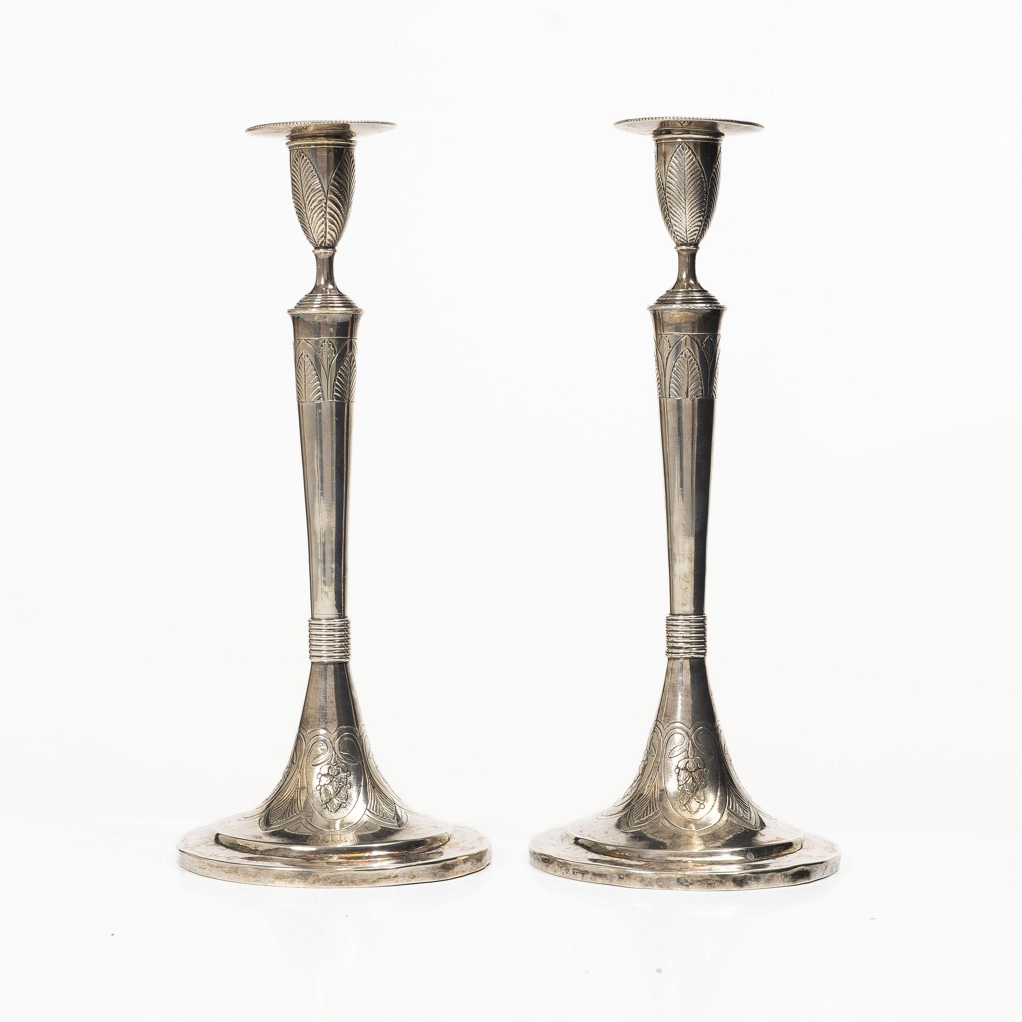 Candlesticks, a pair, silver, Prague, 1817.
