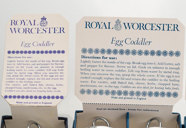 A set of eighteen egg coddlers, Royal Worcester, England, late 20th century.