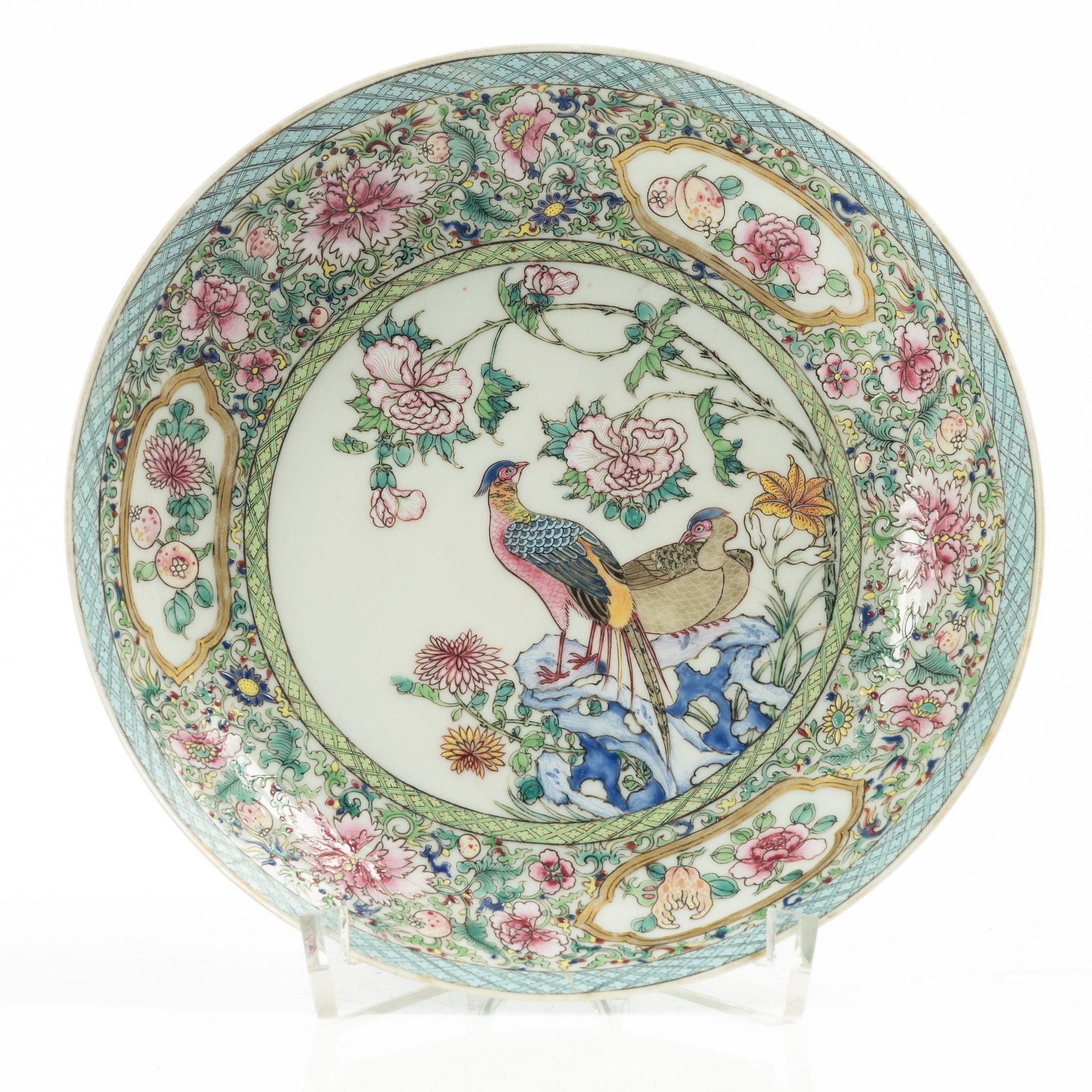 A Chinese famille rose porcelain dish, Qing dynasty, Yongzheng mark and period (1723-35).