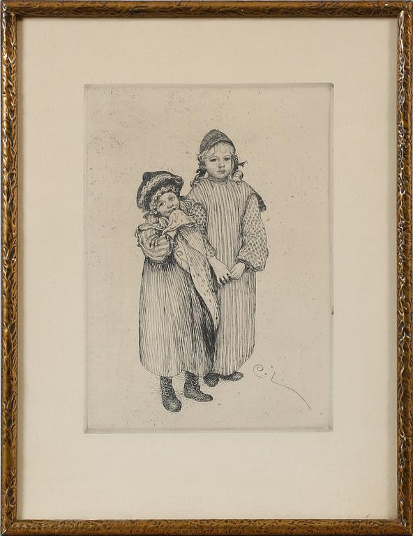CARL LARSSON, etsning, signerad i plåten.