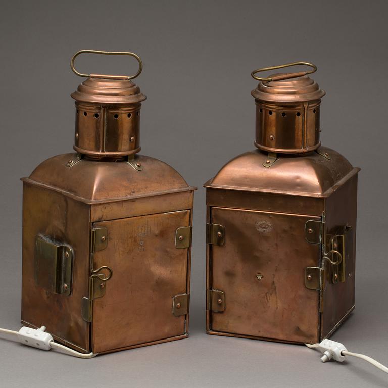 LANTERNOR, ett par, Karlskrona Lampfabrik, 1900-tal.