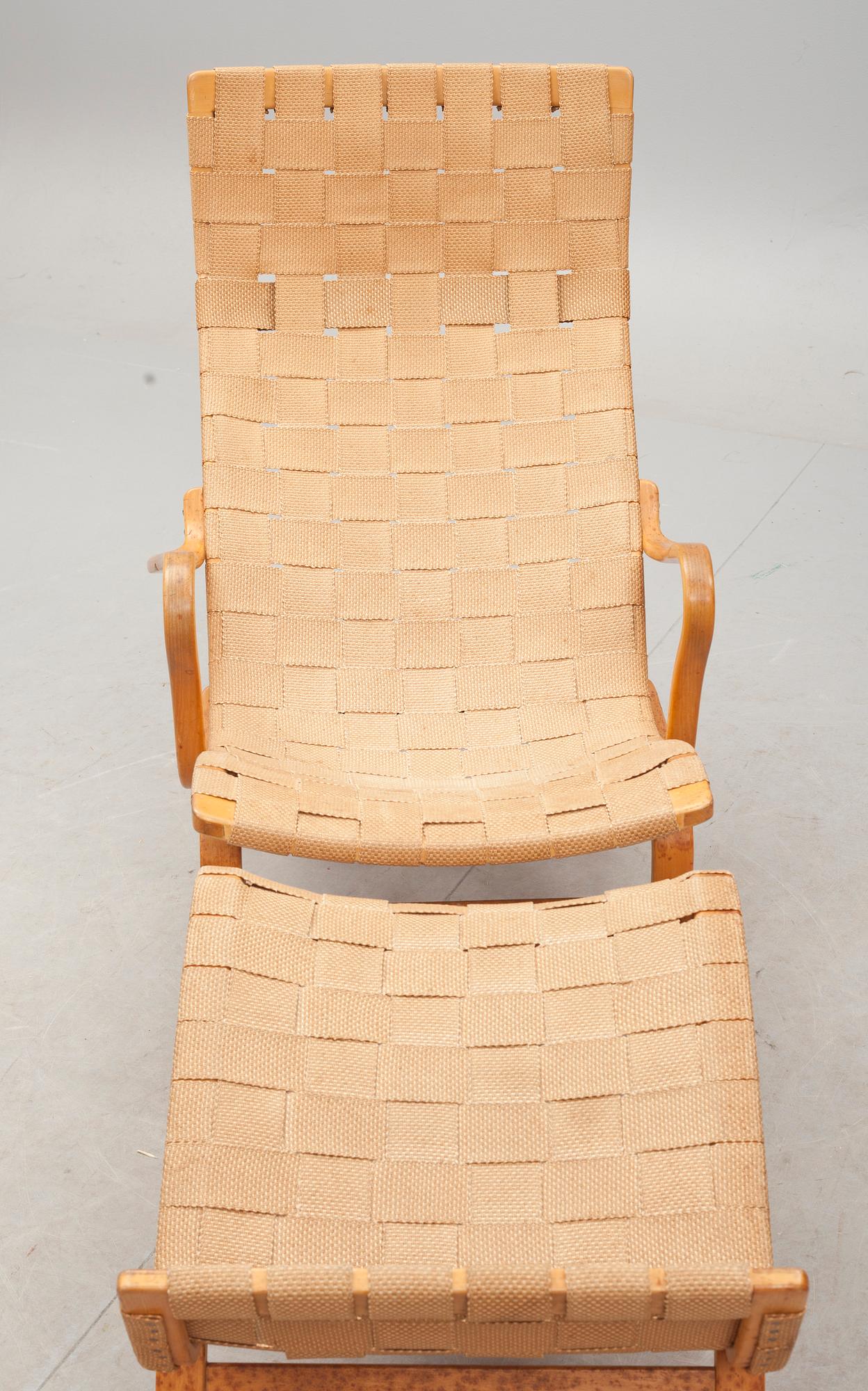 FÅTÖLJ  med FOTPALL, "Pernilla", Bruno Mathsson, Firma Karl Mathsson, 1944.