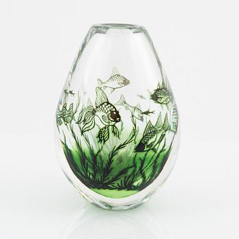 Edward Hald, a graal vase, Orrefors Sweden 1974.