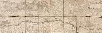 KARTA, Rhendalen, "Le Cours du Rhin de bale", le Rouge, Paris 1745, kopparstick.