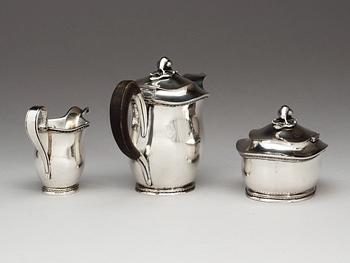 An Eric Råström three pcs of sterling tea service, by CG Råström, 1955.