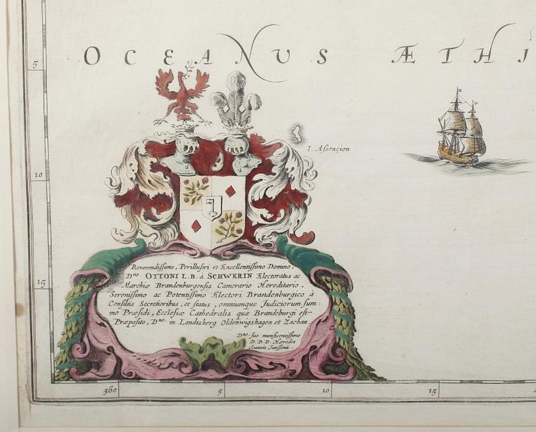 KOPPARSTICK, karta, kolorerad, Jan Jansson, 1600-tal.