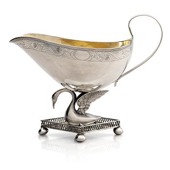 276. Isaac Malmborg, såsskål, silver, Stockholm 1823. Empire.