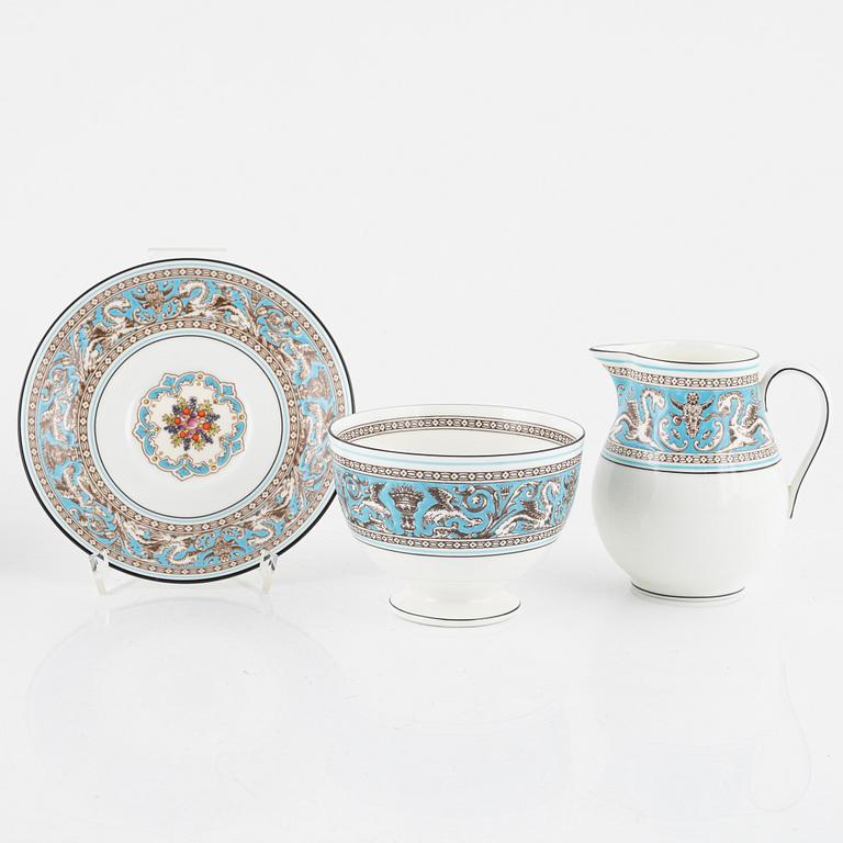 A 57-pieces "Florentine Turquoise", bone china service, Wedgewood, England, late 20th century.