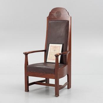 Chairman’s chair, "SEB", executed for Stockholms Enskilda Bank, signed and dated 1907.