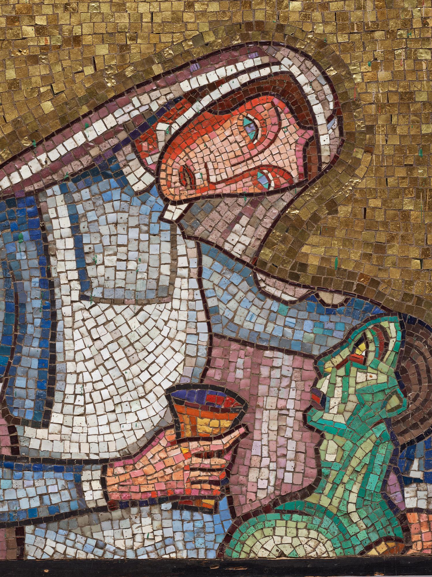 Einar Forseth, a mosaic work 'Barmhärtigheten' (The Mercy), probably an original study for the Golden Hall at the Stockholm City Hall.