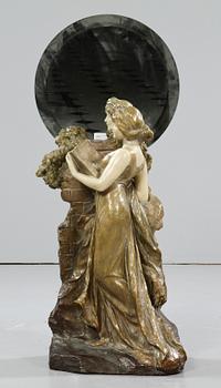 STATYETT med SPEGEL, keramik, 1900-tal.