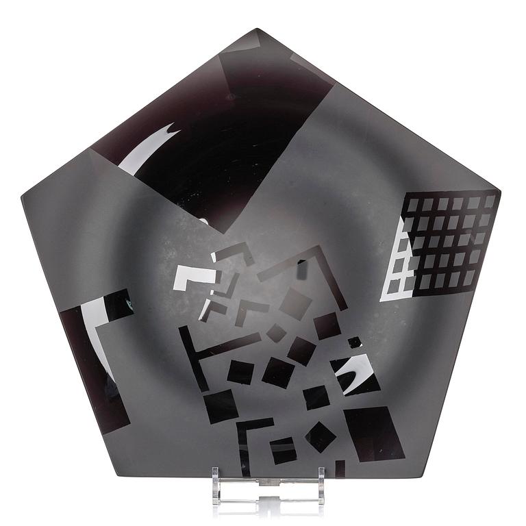 Oiva Toikka, a glass dish, Nuutajärvi Notsjö, Finland, probably unique.