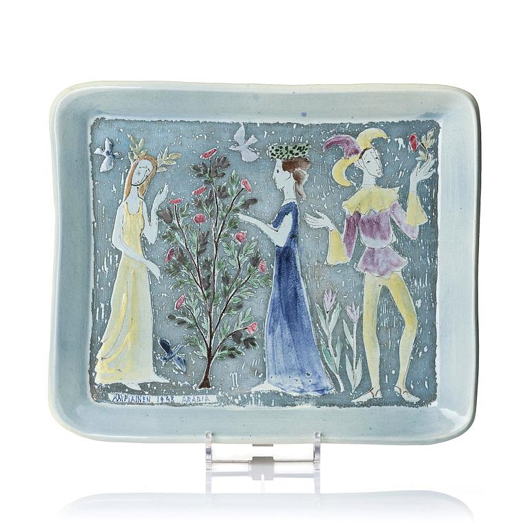 Birger Kaipiainen, a stoneware tray, Arabia, Finland 1943.