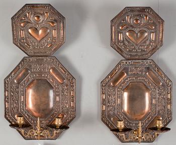 VÄGGPLÅTAR, metall, barockstil, sekelskiftet 1900.