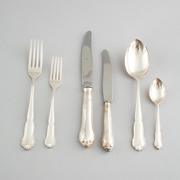 72 silver cutlery by C.G Hallberg, Stockholm, 20th century.