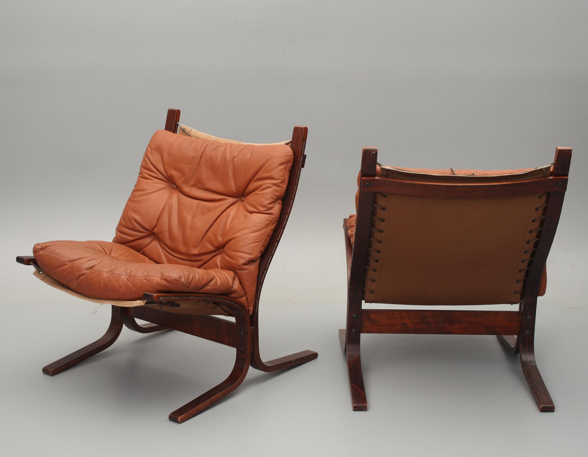 FÅTÖLJER, ett par, Ingmar Rolling, Westnofa Furniture, Norge, etikettmärkta.