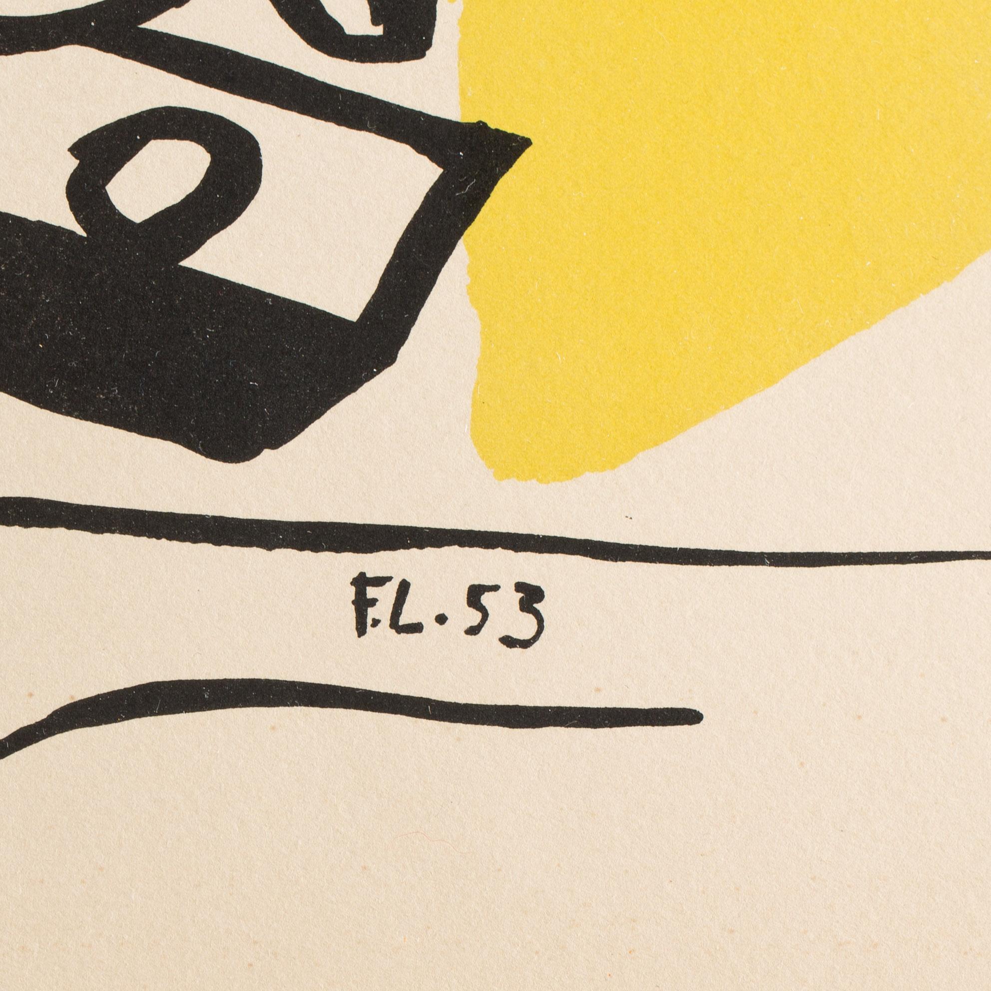 FERNAND LÉGER, färglitografi efter akvarell, signerad och daterad -53 i stenen, numrerad 142/300.
