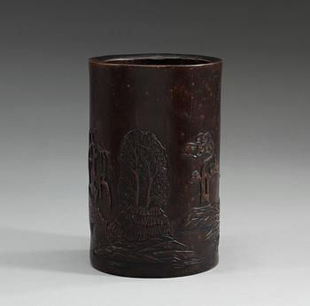 A Japanese bambu brush pot, early 20th Century.