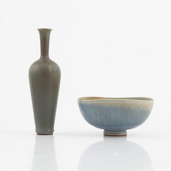 Berndt Friberg, vase and bowl, stoneware, Gustavsberg studio 1957.