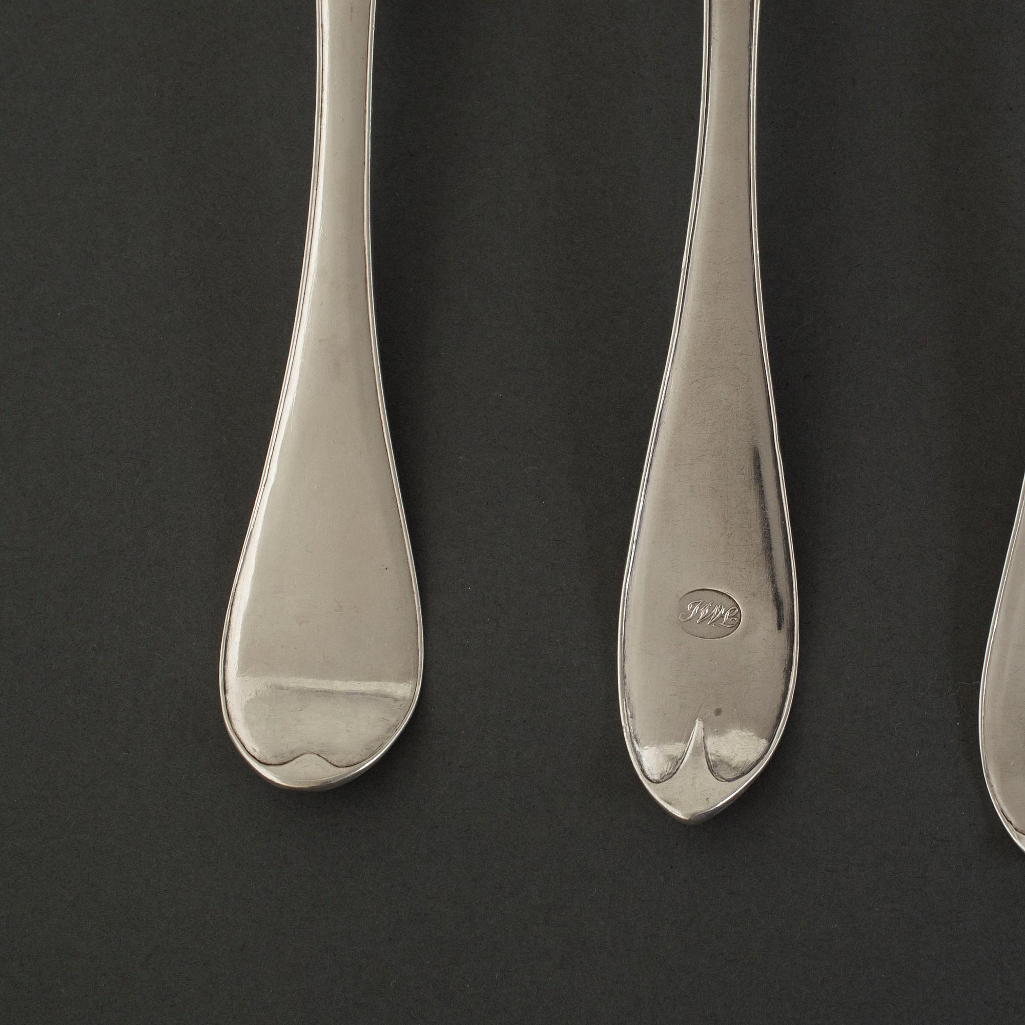4 + 13 18th and 19th century silver spoons.