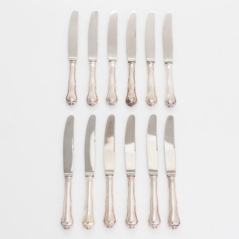 A 74-piece silver cutlery set, 'Chippendale', Kultakeskus, Hämeenlinna 1940-72.