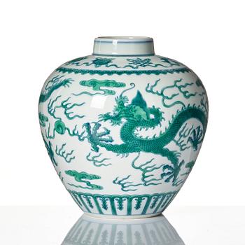 A Chinese five clawed dragon jar, with Qianlong mark, possibly Republic.