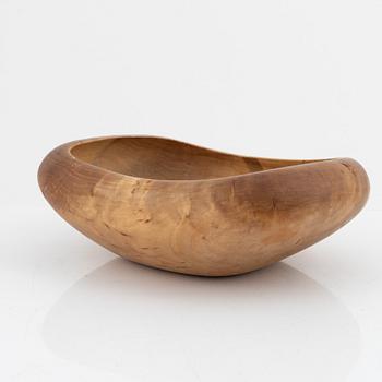 A birch bowl, signed PS, end of the 20th Century.