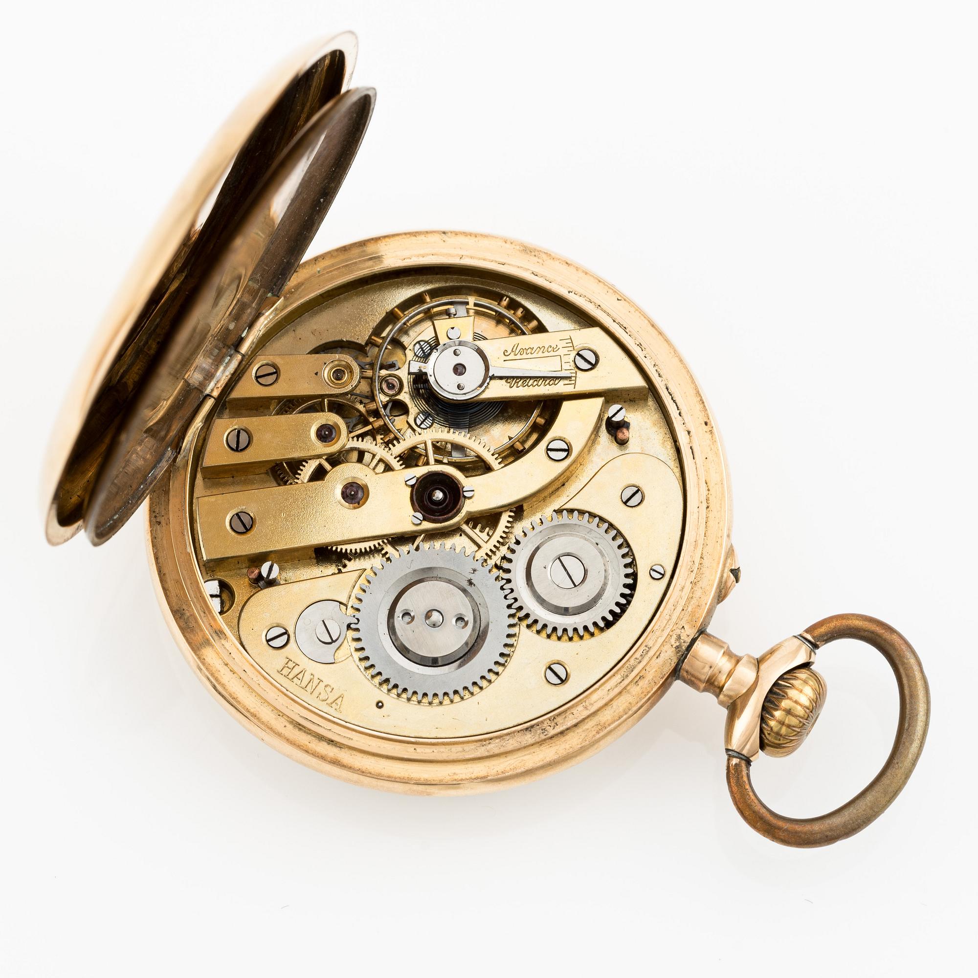 Hansa, pocket watch, 18K gold, 50.5 mm.