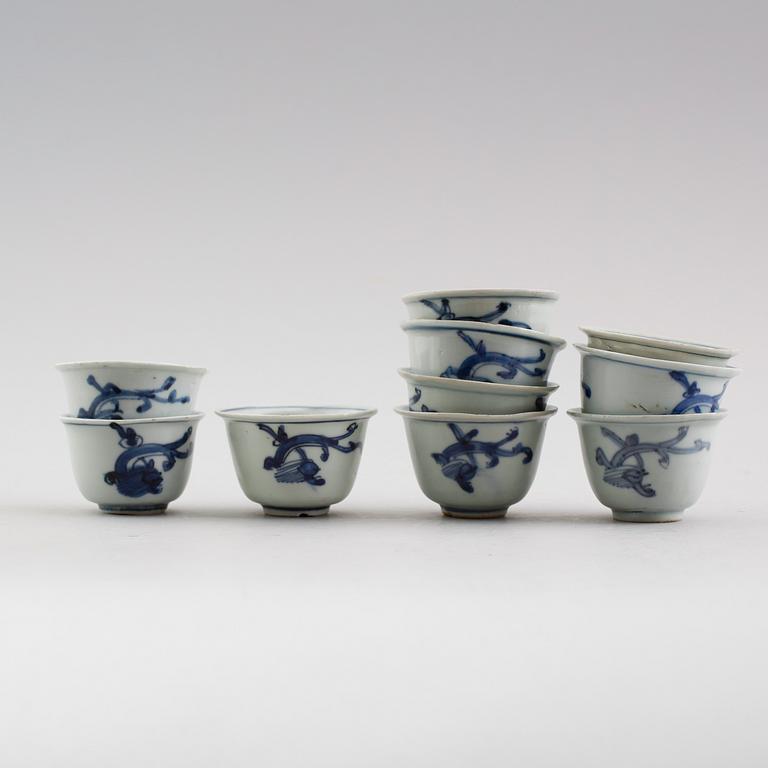 KOPPAR, 10 st snarlika, porslin, Kina, Wan Li, 1500-/1600-tal.