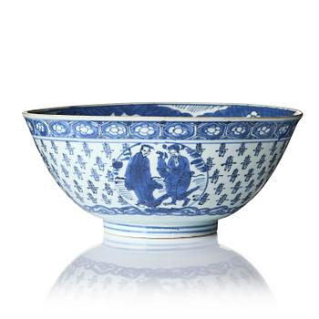 1115. A blue and white 'immortals' bowl, Tianqi/Chongzhen 1620/30's.