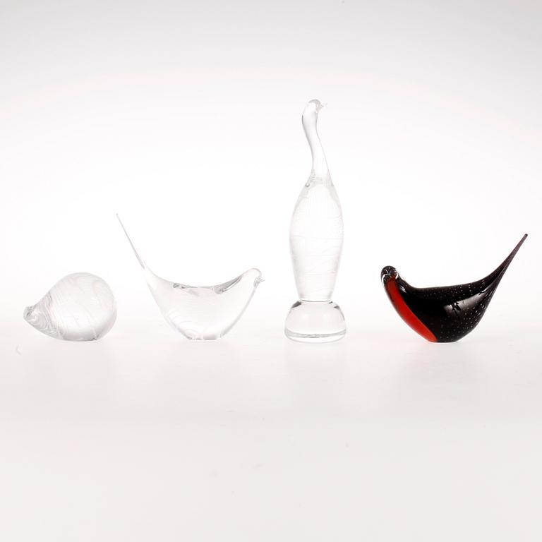 FIGURINER, 4 st, glas, Vicke Lindstrand, Kosta.