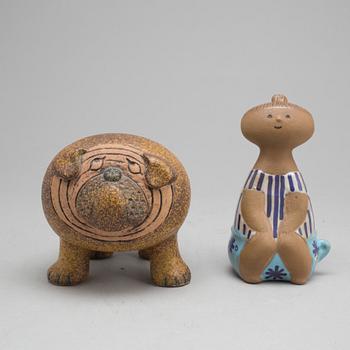 LISA LARSON, two stoneware figurines from Gustavsberg.