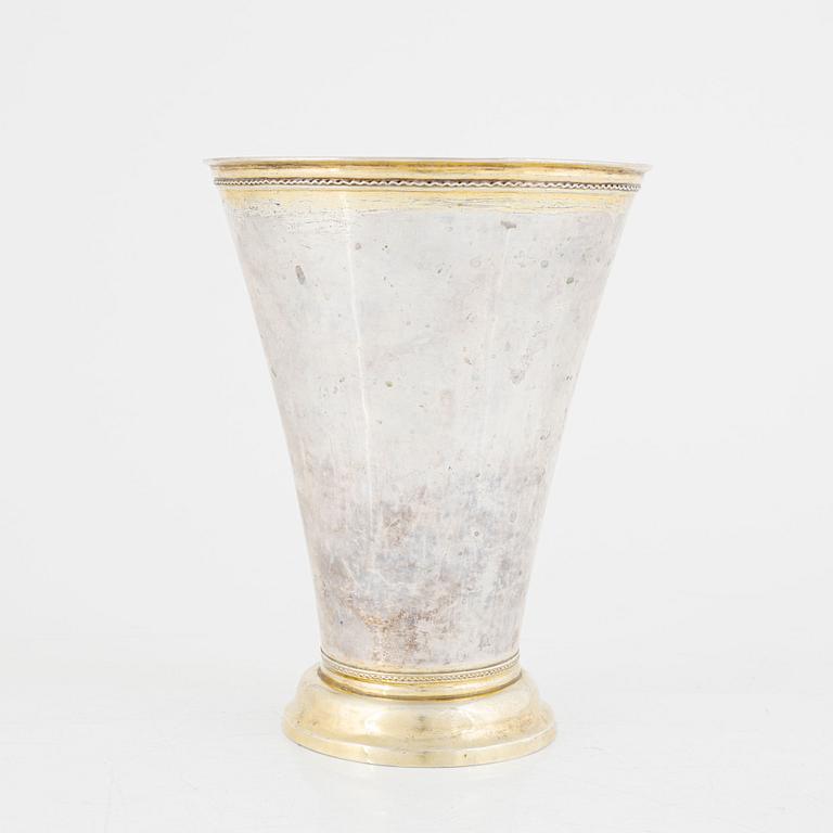 A silver beaker by Petter Lund, Stockholm, Sweden, 1760.