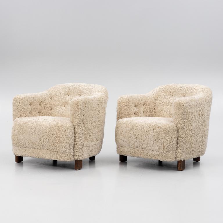 Fåtöljer, ett par, "Continent", modell 217, Asko, Finland, 1930/40-tal.