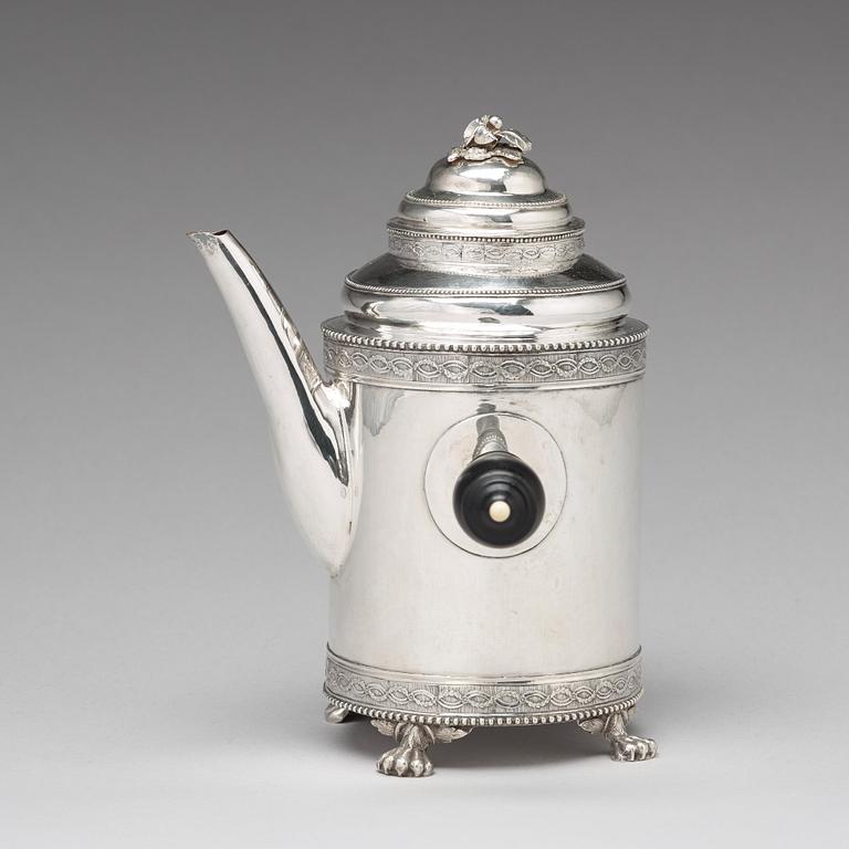 A Swedish 18th century silver coffee-pot, mark of Peter Johan Zetterling, Linköping 1792.