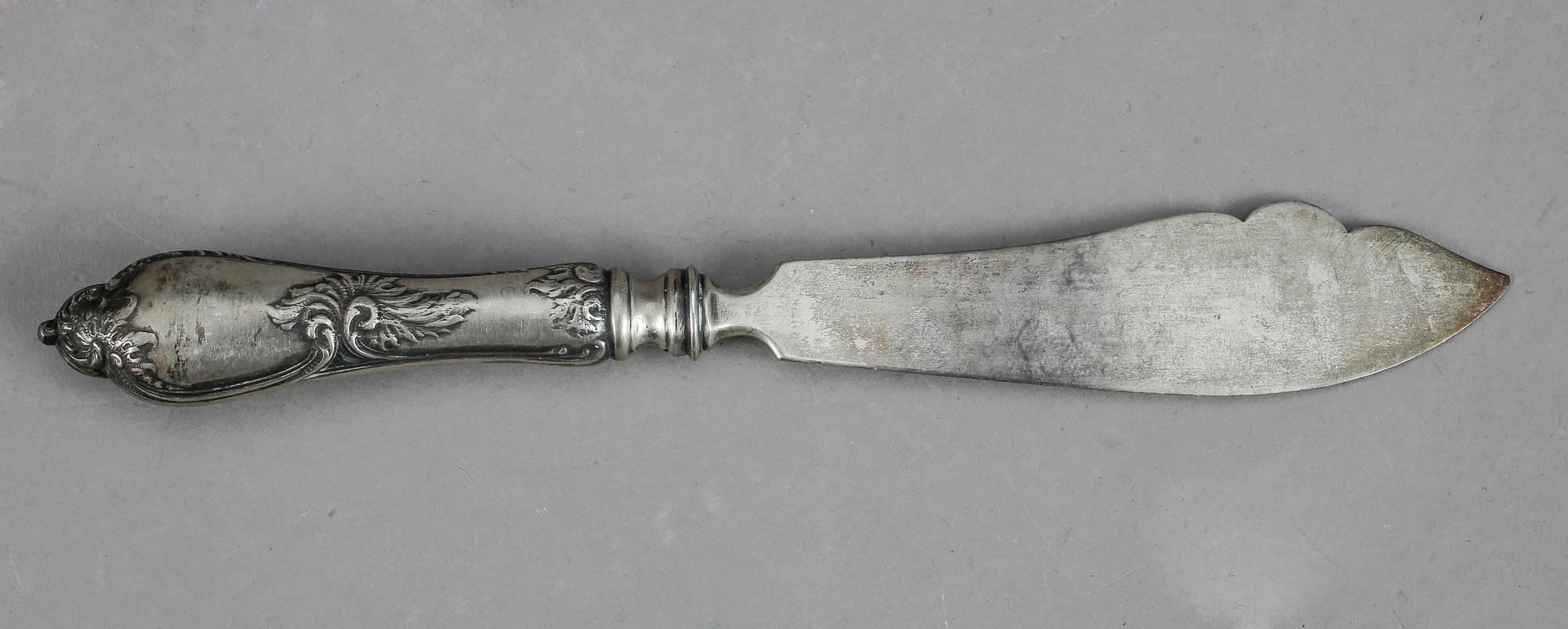 FISKKNIVAR, 11 st, silver, Ryssland 1900-talets början. Märkt G Radke. Total vikt 679 gr.