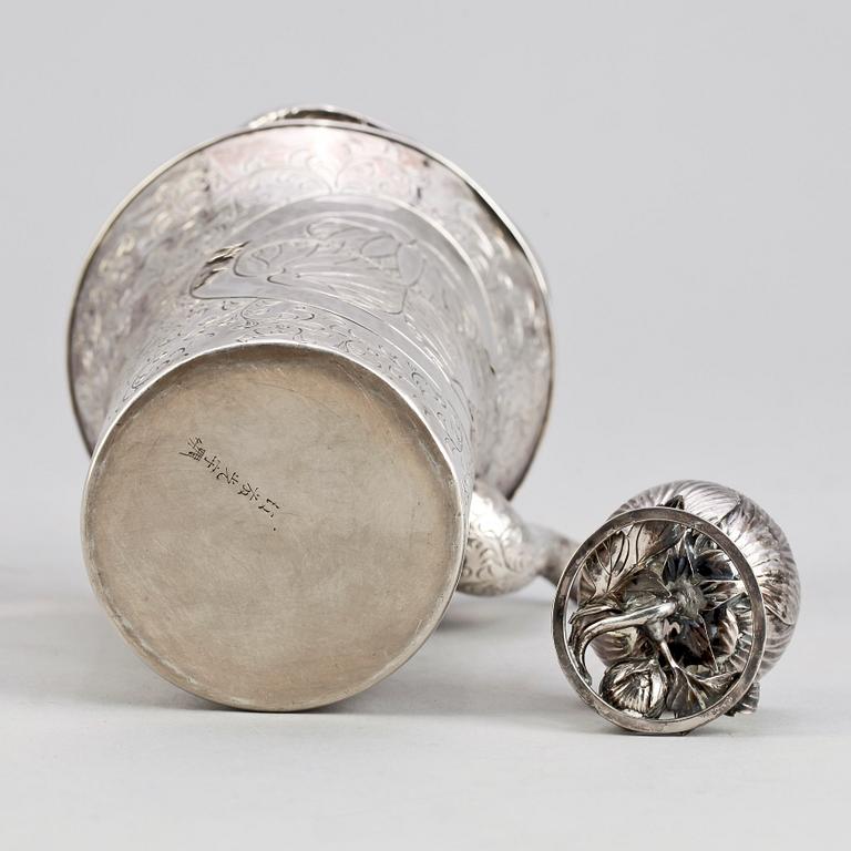 PARTI SILVER, 6 delar, silver, Kina 1900-tal. Tot vikt ca 885 g.