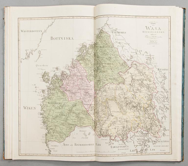 ATLAS JA KAKSI KIRJAA, S.G.Hermelin "Geograpiske Chartor öfver Sverige", Stockholm 1797.