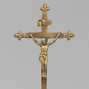 A 19th century bronze crucifix.