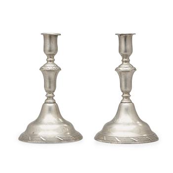 1630. A pair of Gustavian pewter candlesticks by E P Krietz 1775.