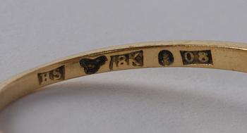 RING, guld, smaragd och rosenstenar, Hugo Strömdahl, Stockholm 1940.